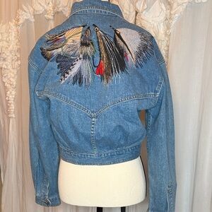 Robert Comstock Vintage Woman’s Denim Jean Jacket with Embroidered Back. Size 8